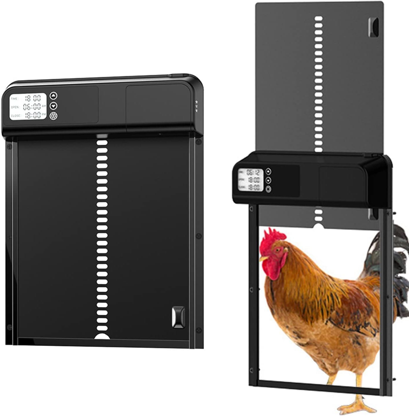 Porta automatica di pollaio con timer sera/mattina, porta pollaio automatico funzione antipizzico, porta pollaio elettrico, impermeabile alla pioggia e all'acqua, 32 cm x 24,4 cm,