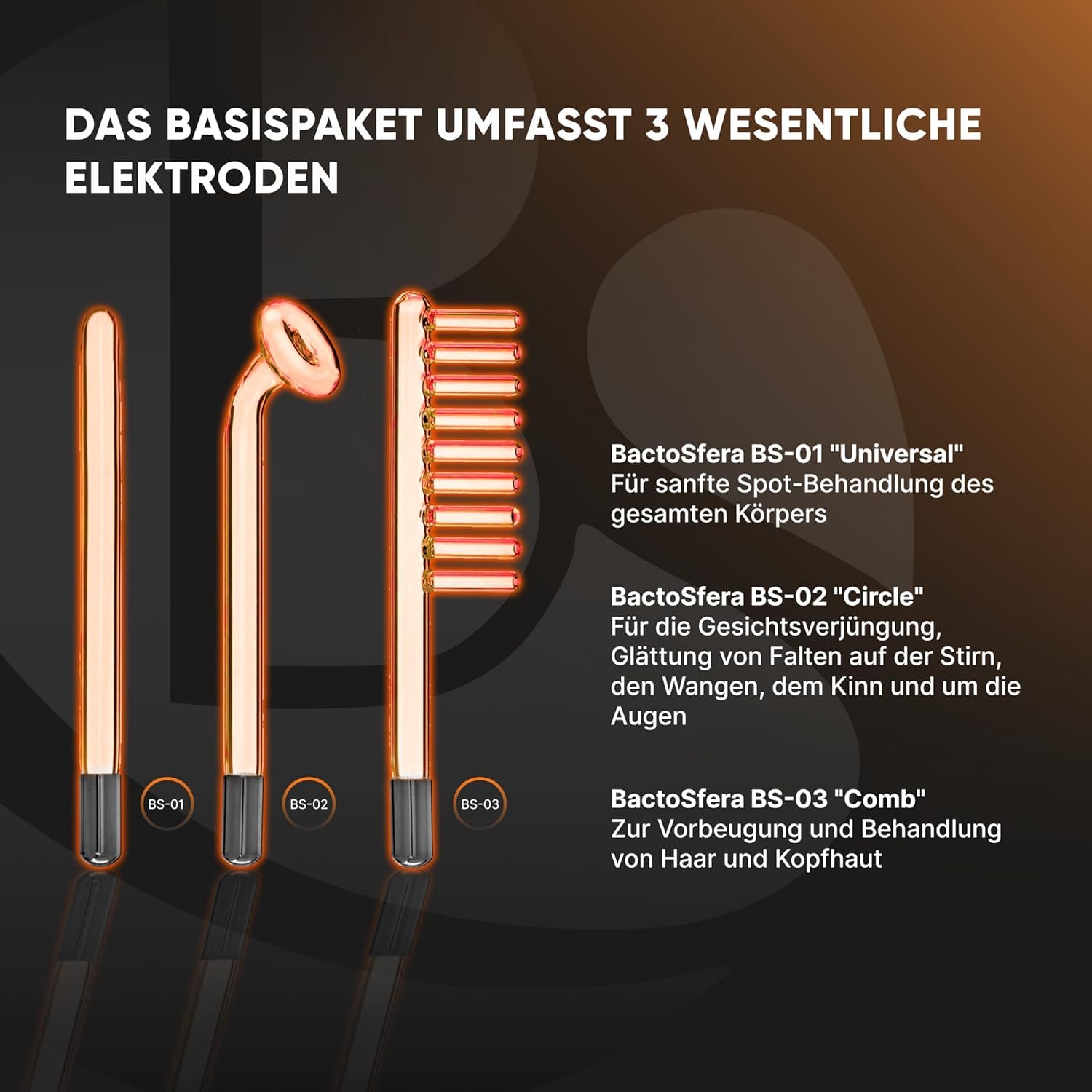 DARSONVAL Premium: Hautverjüngung, Haarregeneration, Aknebehandlung, Faltenreduktion, Physiotherapeutisches Gerät, Hochfrequenz Gesichtsgerät (Schwarz)