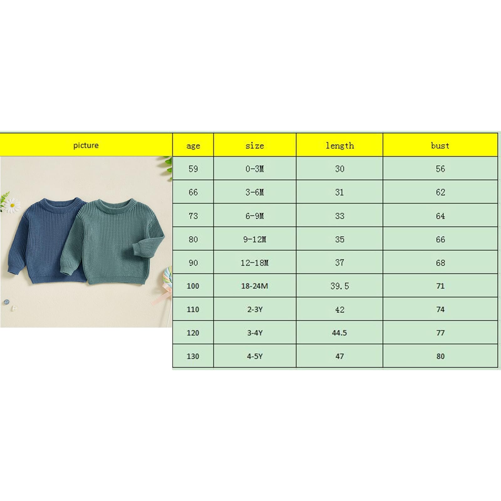 Baby Girls Boys Sweater Solid Color Long Sleeve Crew Neck Knit Pullover Warm Sweater Toddler Clothes Knitwear Baby Jumpers Tops Casual for Fall Winter — view 7