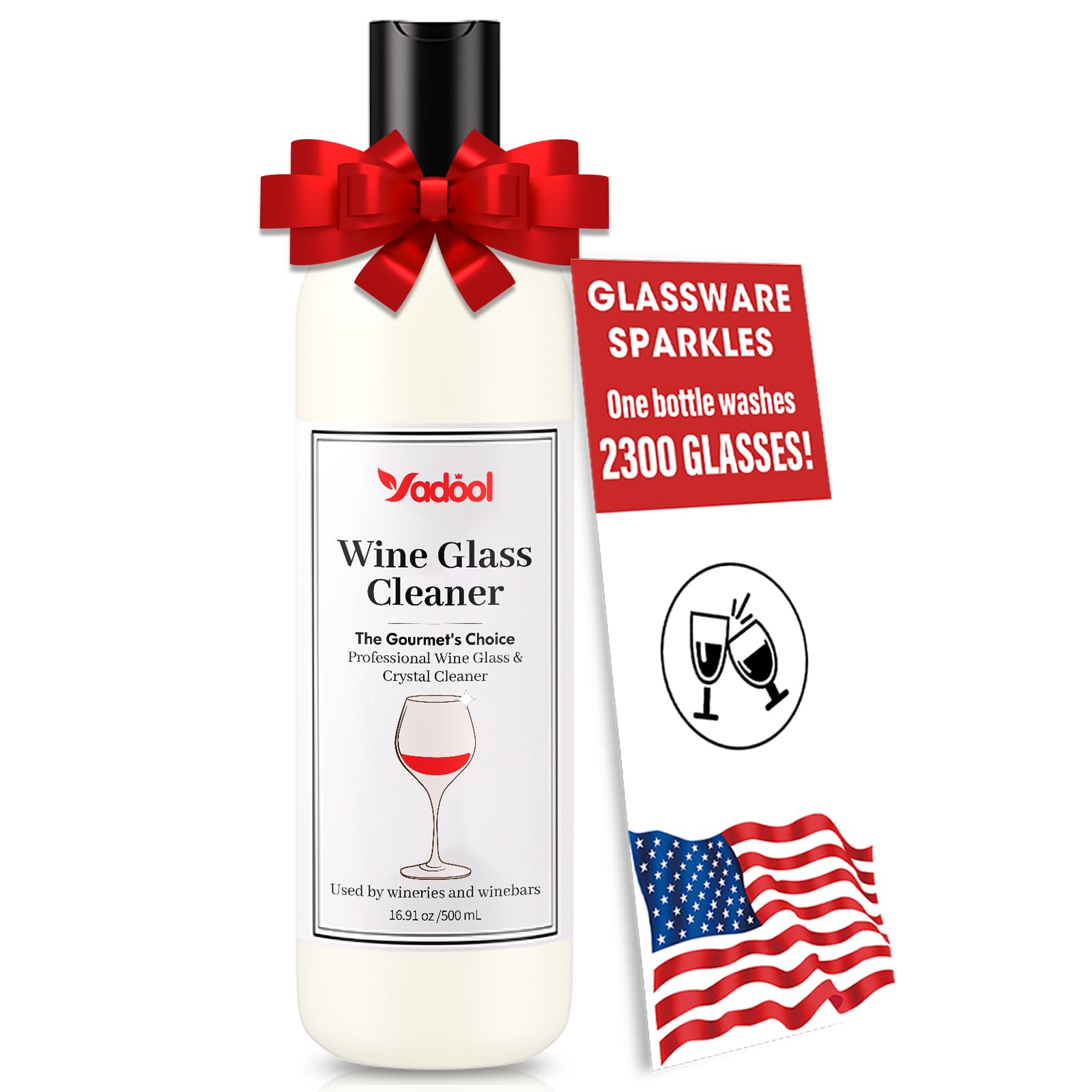 Wine Glass Cleaner and Crystal Cleaning Liquid, Effectively Removers Odors, Grease, Lipstick, Dirt, Residuum, and Fingerprints on Wine Glasses,