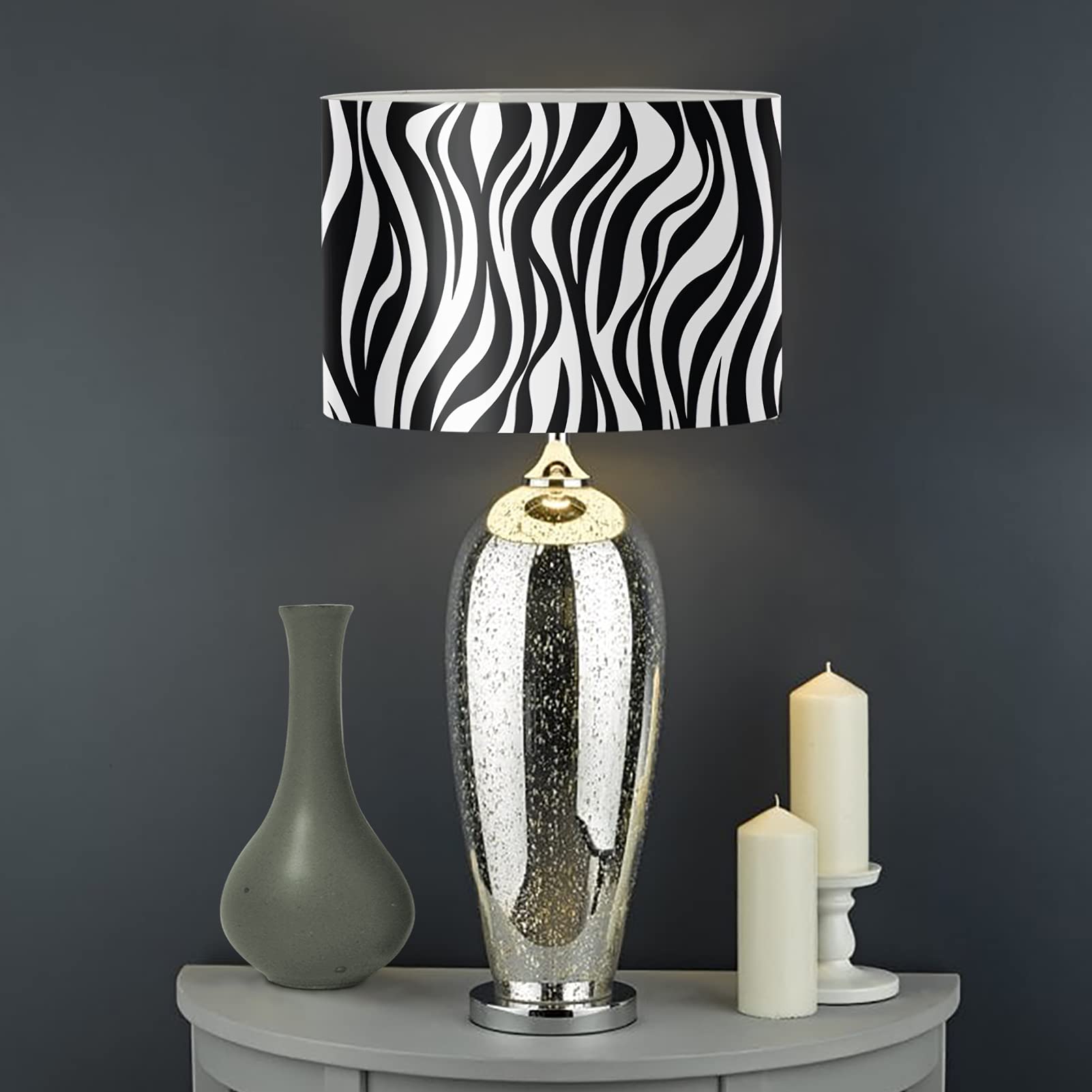 Biyejit Zebra Print Round Shaped Lampshade, Fabric Cloth Lampshade Lamp Shade for Home Decor for Women Men Family Gifts