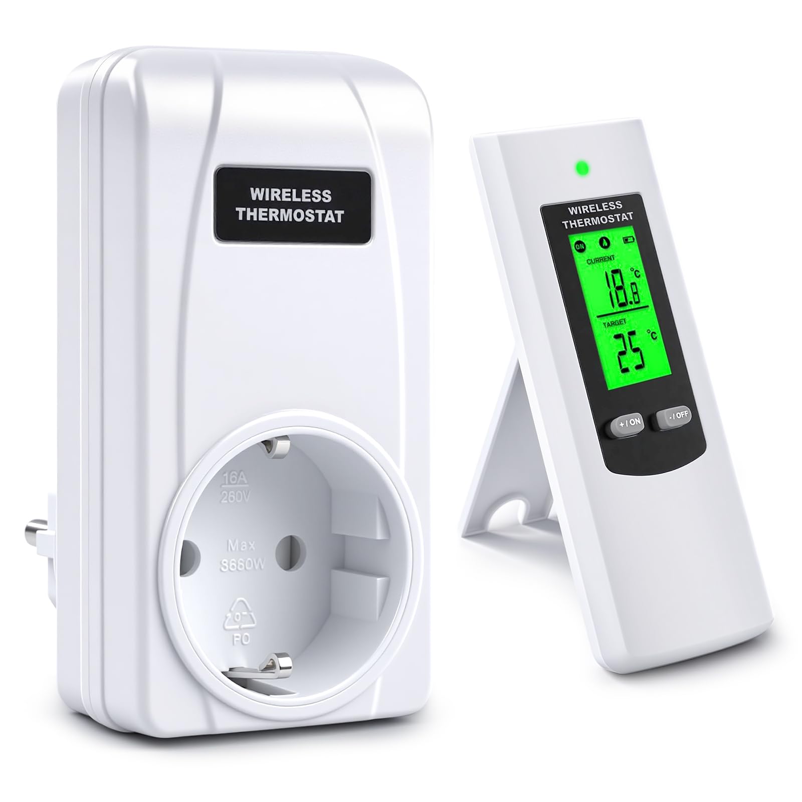 Jadeshay Enchufe del Termostato Inalámbrico 16A 230V Termostato Calefaccion WiFi Controlador de Temperatura con Control Remoto para Refrigeración y Calefacción