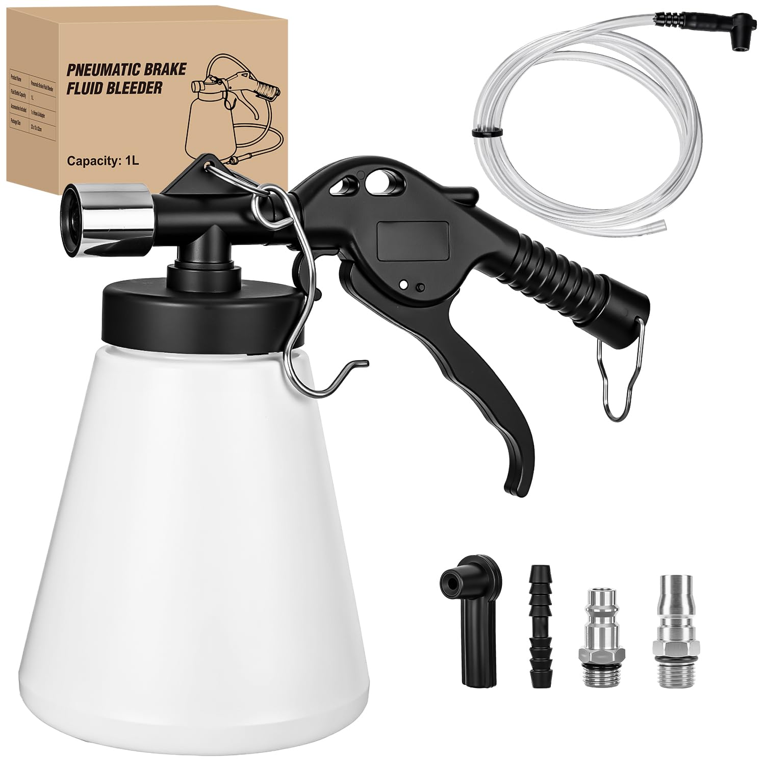 GOOACC Vacuum Brake Bleeder Kit 1L Pneumatic Fluid Extractor Pump Bottle