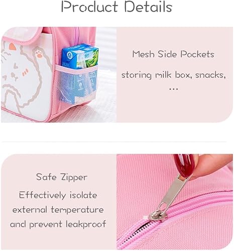 Miniatura 2 de Kawaii Bolsa de almuerzo aislada, azul, 8.27 pulgadas de largo x 5.51 pulgadas de ancho x 9.05 pulgadas de alto, aluminio, tela Oxford