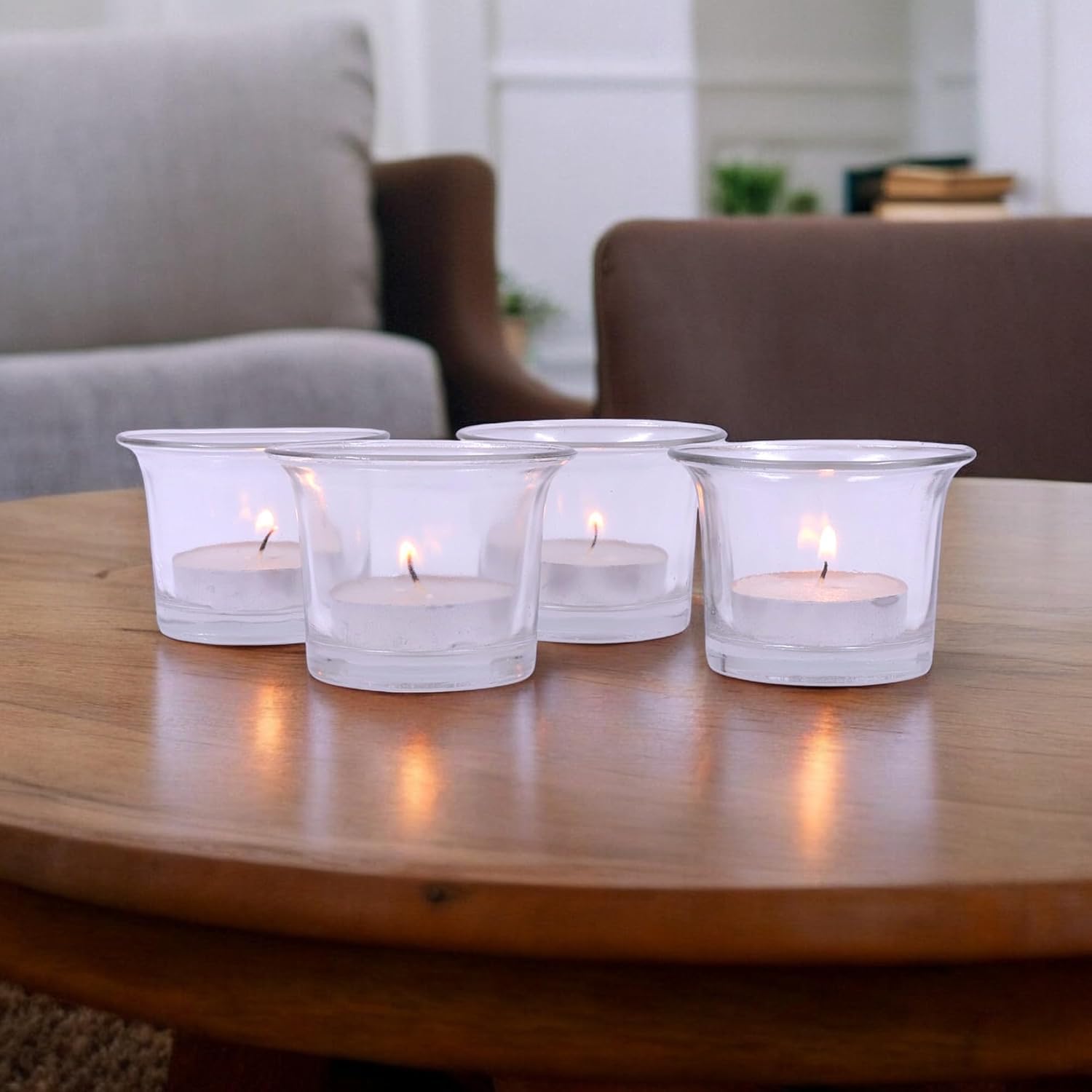 Tealight Glass Candle Holder|Clear Glass Tealight Candle Holder Perfect for Home Decor, Birthday, Wedding, Parties, Gifting|4.5 cm Diameter(Pack of 4, 4.5 cm Long Each)-image-41