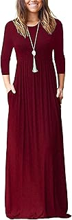 AUSELILY Women's Casual Dress | Long Sleeve, Loose Plain, Long, Maxi, with Pockets