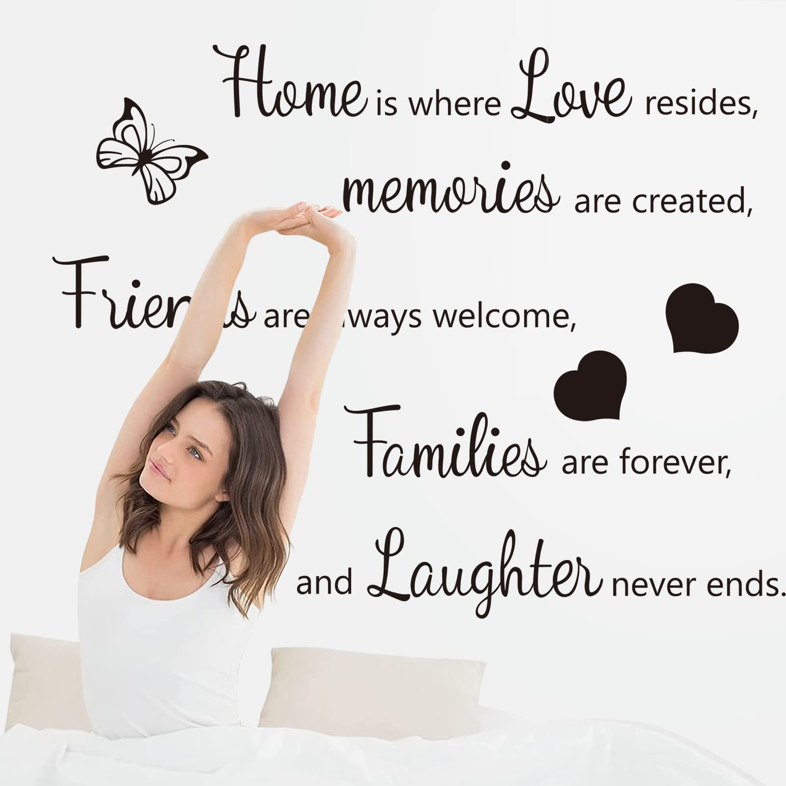 decalmile Home is Where Love Resides Wall Decals Quotes Family Inspirational Sayings Wall Letters Stickers Living Room Bedroom Office Wall Decor
