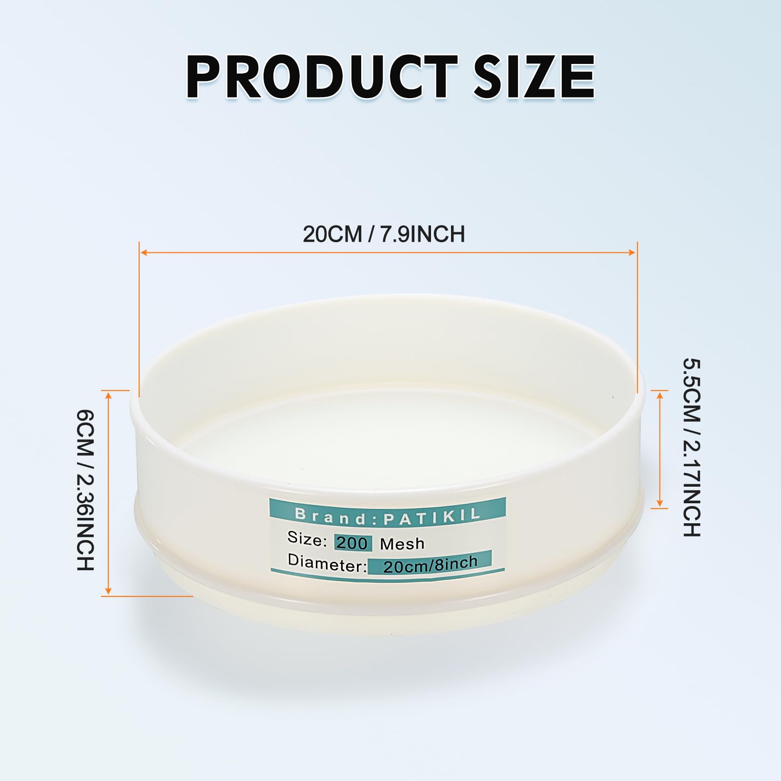 PATIKIL 200 Mesh (0,075mm) Laborsieb 7,9 Zoll (20cm) Durchmesser Sieb Nylongewebe Feines Sieb Für Industrielles Labor Haushalt Bodensieb Trockensieb Hash