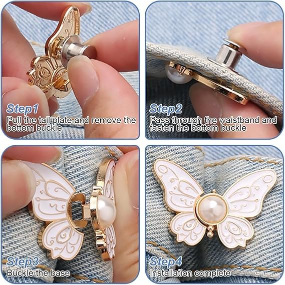 8 Set Butterfly Pant Waist Tightener, Detachable Waist Buckle Extender, Buckle Clips for Loose Pants Skirts Jeans4