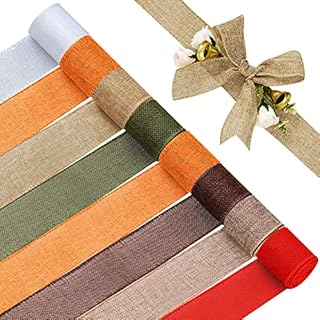 Ailesiy 8 Colors Burlap Ribbon - 28 Yards Irish Wired Ribbon Rolls for Gift Wrapping Bows Wreaths, Rustic Crafts Supplies for St. Patrick's Day Gift Wrapping Bows, Spring Rustic Handmade Supplies, 2in