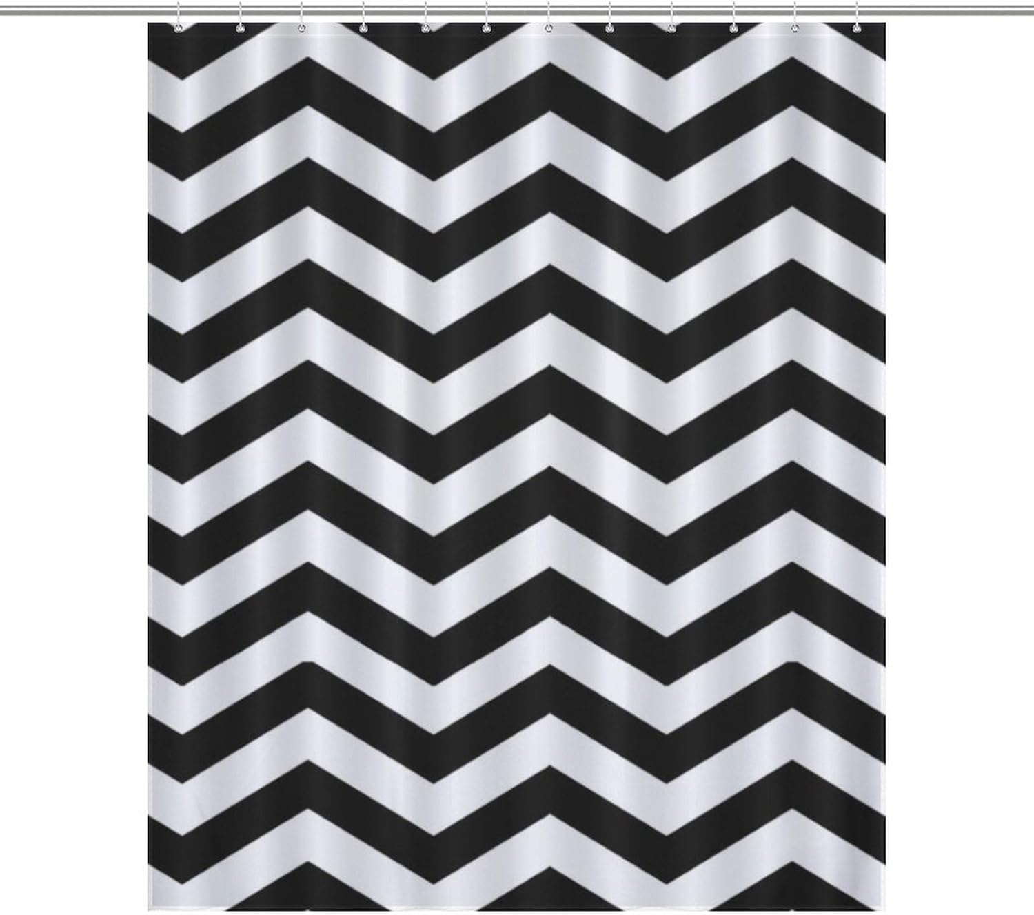 Luxury Shower Curtain Liner Set, Chic Chevron Black and White Bath Curtains Waterproof & Washable Bathroom Curtains with 12 Hooks, 60 x 72inch