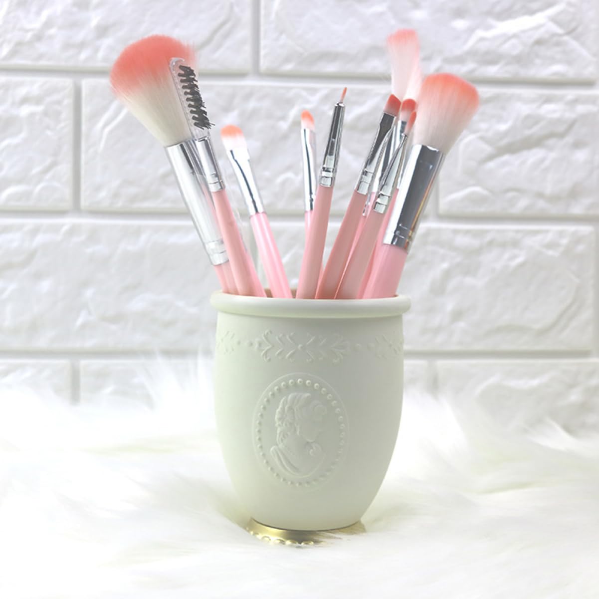 Artibetter 3 Pièces Porte Pinceaux de Maquillage Or Organisateur de Bureau Élégant pour Maquillage et Fournitures de Bureau Design Compact et