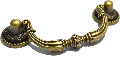 4 tiradores de bronce para cajón, estilo vintage, con diseño de flores, para armario, aparador, caja de madera (longitud 3.5 in, altura 1.4 in,