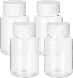 4Pcs Clear Pill Bottles, 80ml Empty Plastic Medicine Bottles, Reagent Bottle with Caps, Small Travel Pill Case, Chemical Containers for Liquid Solid Powder