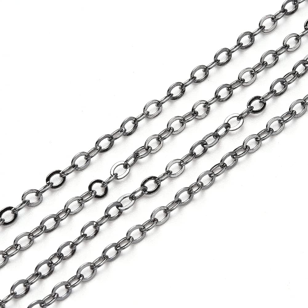 Gunmetal Brass Flat Cable Chain - 32.8 Feet Soldered Jewelry Making Chain 2.5x2mm