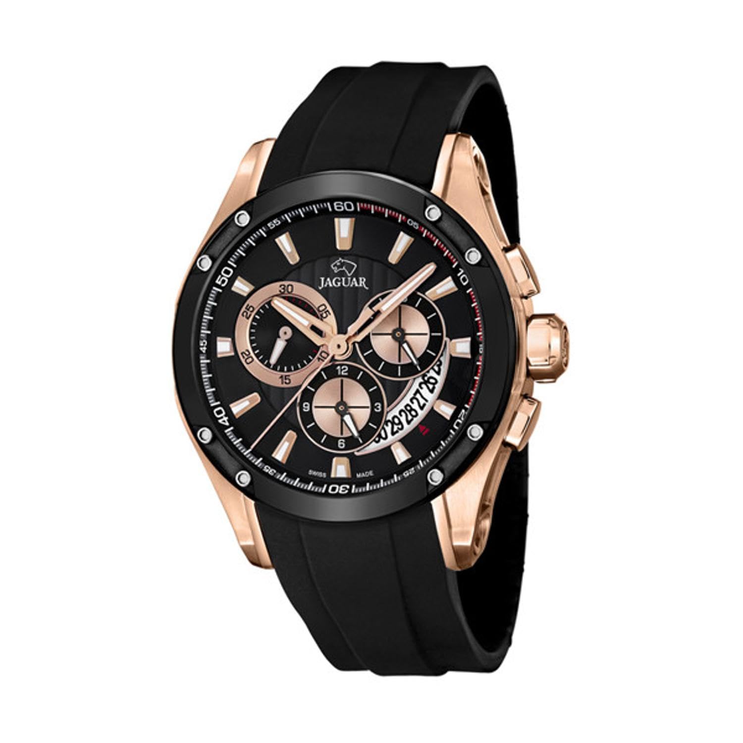 JAGUAR J691/1 Montre de la Collection Special Edition, boîtier de 45 mm Bracelet en Caoutchouc Noir pour Homme