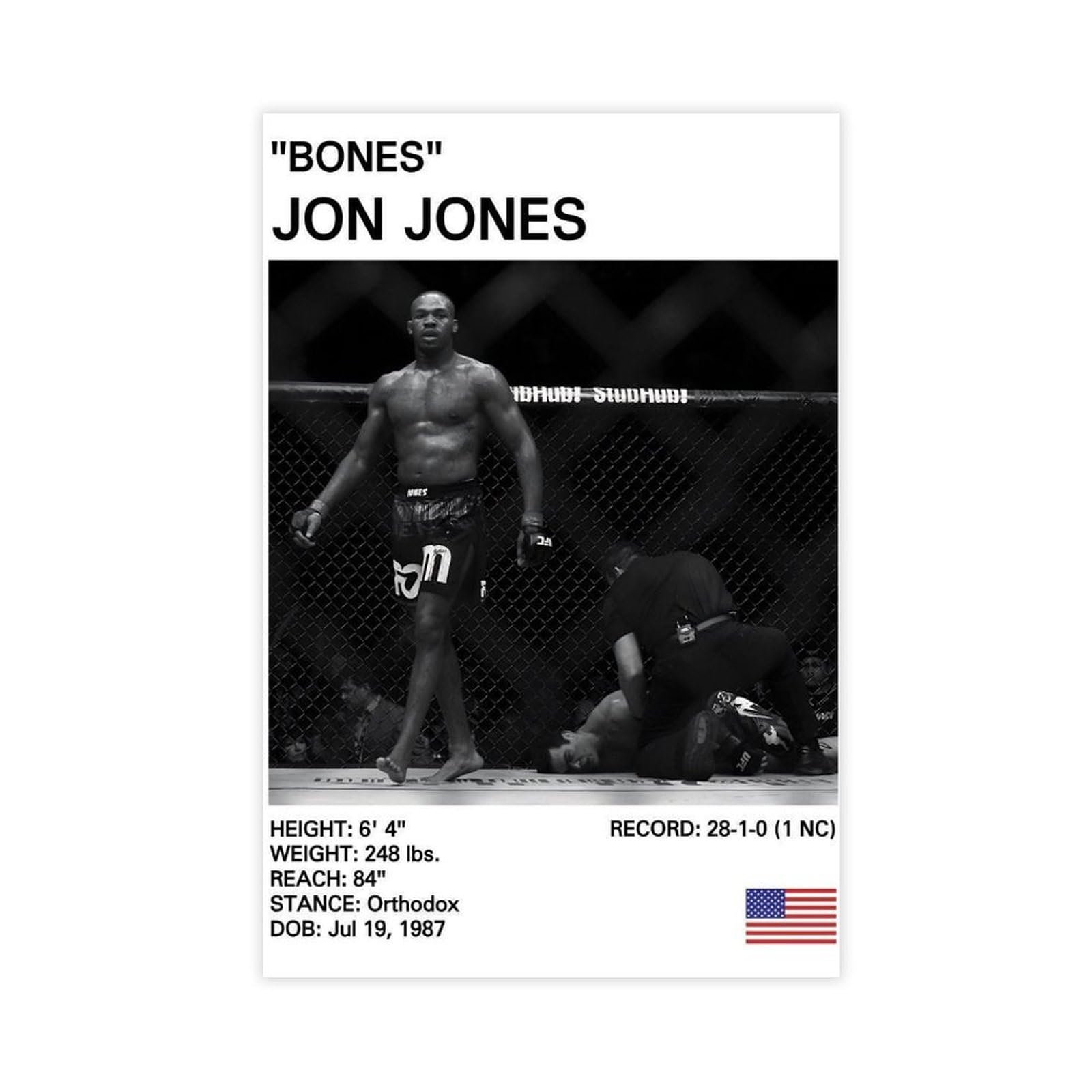 QGVBGF Jon Jones UFC Digital Poster Canvas Poster Wall Art Decor Print Picture Paintings for Living Room Bedroom Decoration 12x18inch(30x45cm)