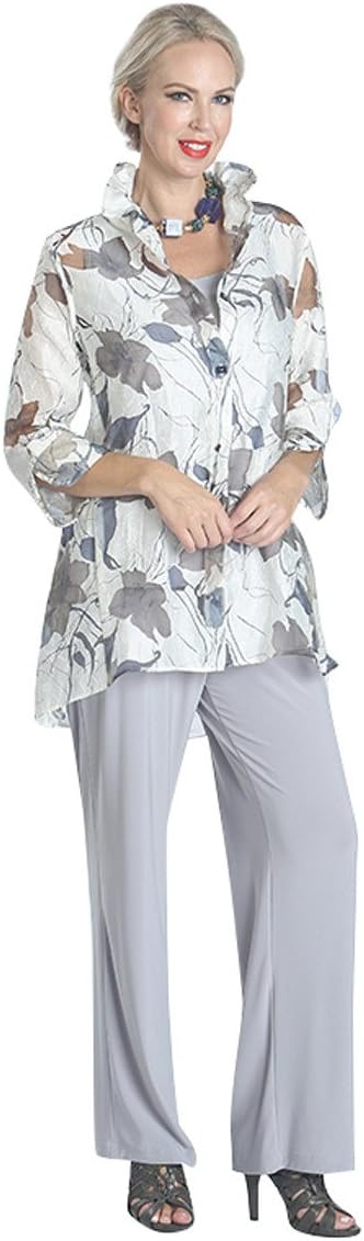 IC Collection Falling Leaves Split Cuffs Sheer Cutout Sleeves Lightweight Jacket