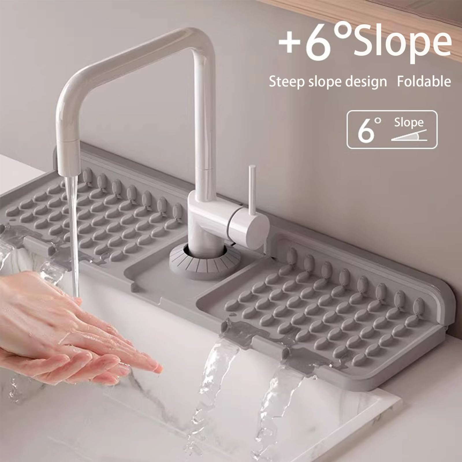 Tappetino per rubinetto in silicone, antischizzi, scolapiatti