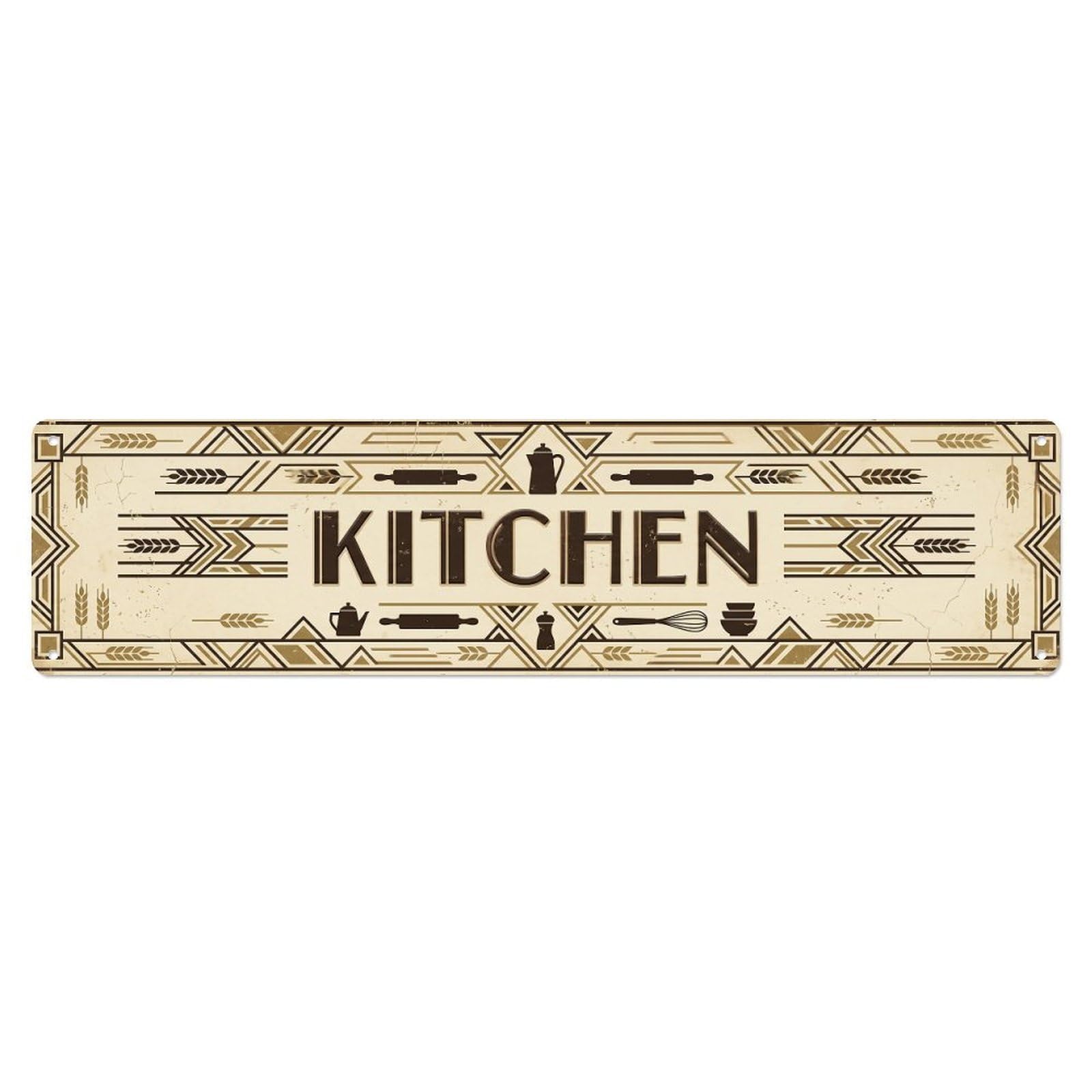 Kitchen Deco Wheat Retro Culinary Room Vintage Metal Tin Sign Wall Decor for Cafe, Club, Garden Metal Poster 4x16Inch