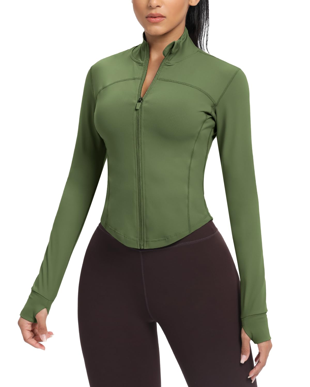 AVGO Women's Cropped Running Workout Jackets Zip Slim Fit Athletic Tops