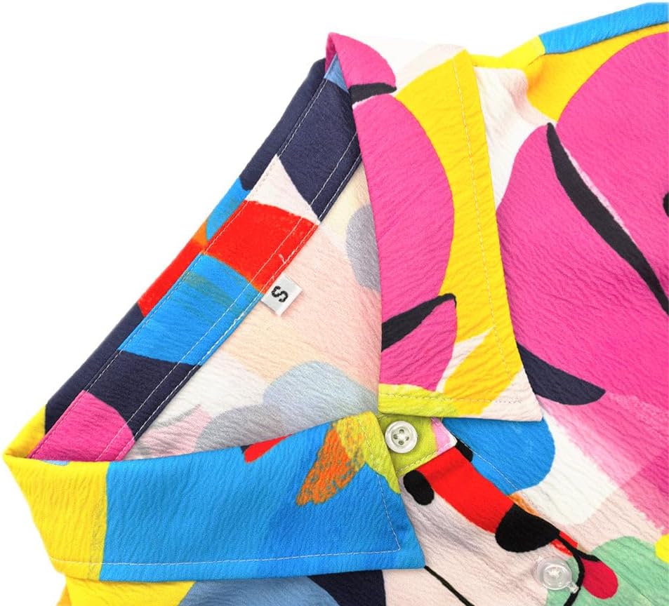 Womens Tops Long Sleeve Shirts Casual Botton Down Floral Printed V Neck Collared Dressy Blouses - Image 3