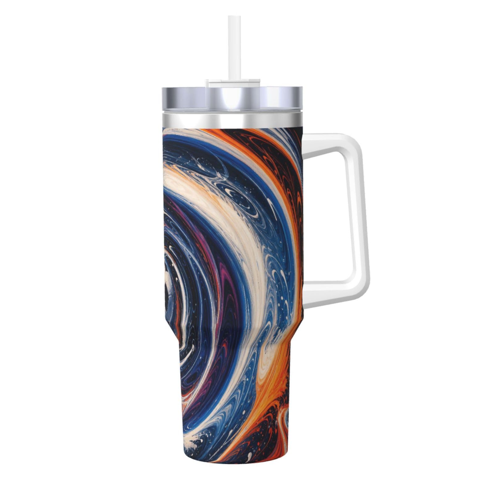 Taza de viaje de 40 onzas Swirl Art Soccer ideal para el coche y trabajo