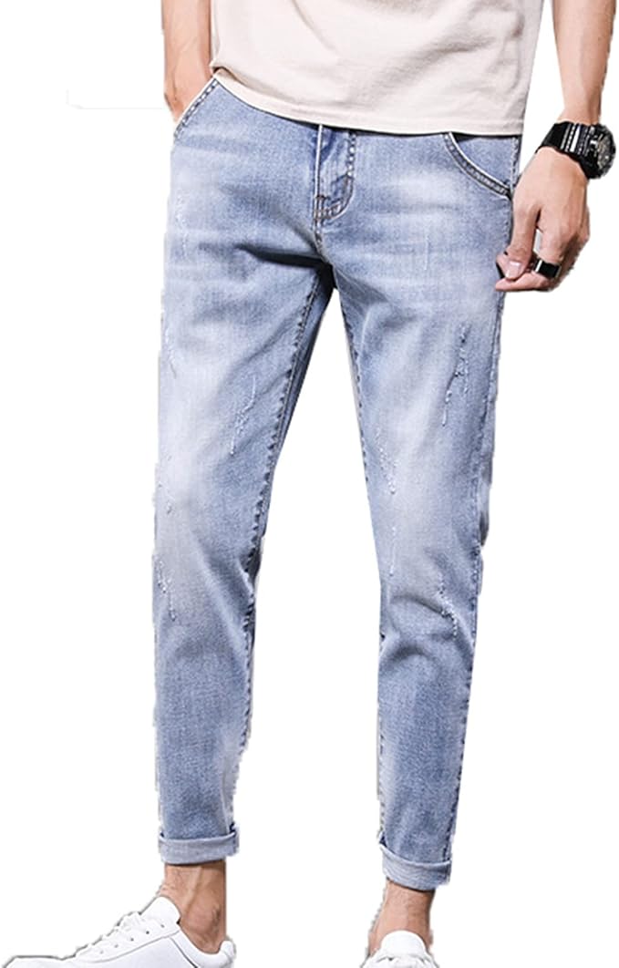 Amazon デニムパンツ ストレッチ スキニー ジーンズ メンズ ストレート ジーパン ロングパンツ 春夏秋冬 美脚 細身 韓国風 耐摩耗性 テーパードパンツ スリムパンツ スキニーパンツ タイトパンツ スリムフィット ジーンズ 通販