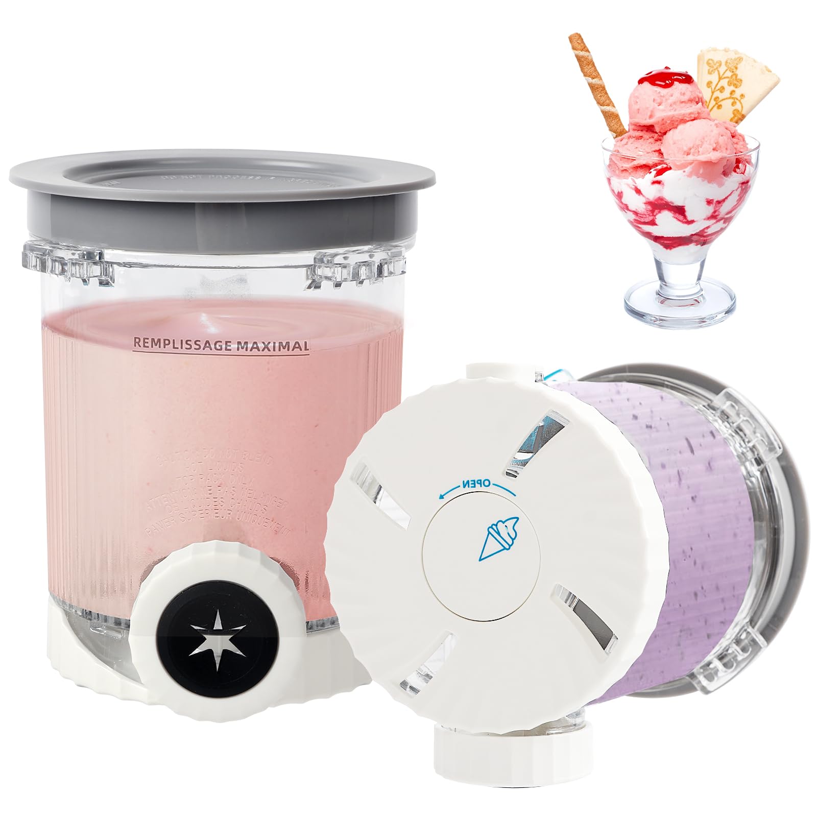 Lot de 2 récipients de 480 ml pour pintes Ninja Creami Swirl et couvercle, Compatible avec NC700 NC701 Série Ninja Creami Swirl Pintes, Sans BPA et passe au lave vaisselle