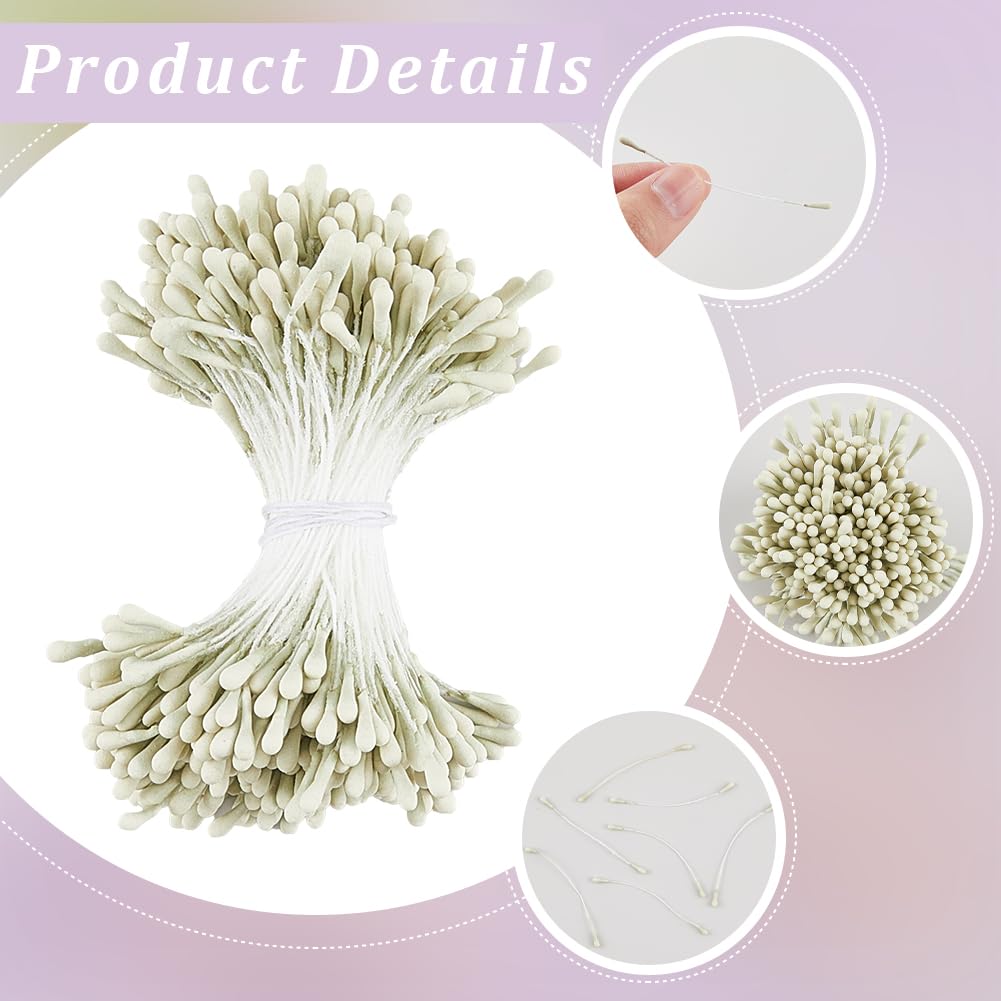 1200 mini perline da 2 mm, con doppia testa di fiore, stami, fiori artificiali, stami fatti a mano, per bouquet, produzione fai da te, accessori per scrapbook di Natale, caffè leggero