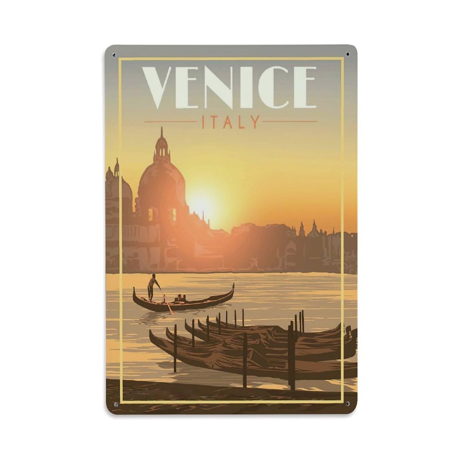 Vintage Travel Poster VENICE ITALY Metal Tin Sign Wall Decor for Cafe, Club, Garden Metal Poster 8x12Inch