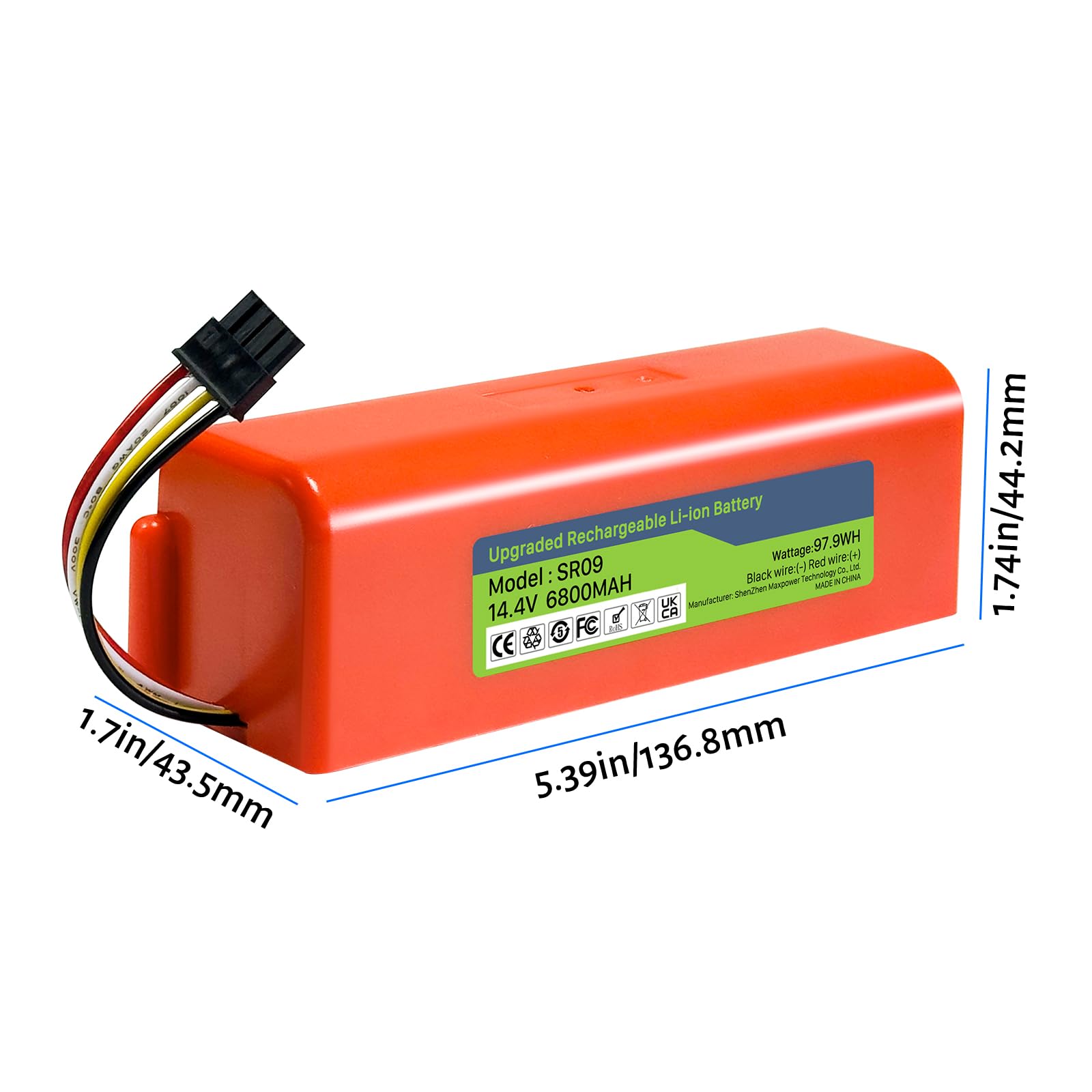 Batterie pour Xiaomi Roborock S5, S5 Max, S50, S6, S6 MaxV, S7, Q7 Max V Ultra Pure, Q5 Q5 Max Q5 Pro, Brr-2p4s-5200s, 1ère et 2ème génération Mijia Robot Hoover