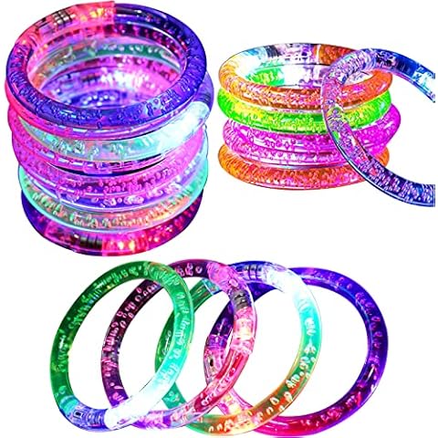 BoloShine 12 Pcs Glow Stick Bracelets, LED Light Up Bracelet Glow in the Dark Party Supplies, Acrylic Bangle Flashing Bubble Bracelet for Party Favors Kids Girls Boys Teens Adults Christmas Birthday Cover