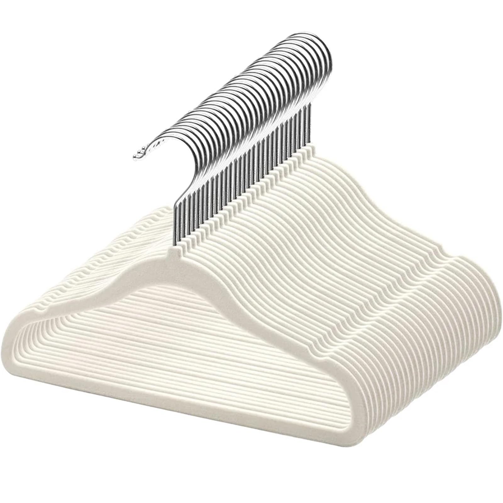 Velvet Hangers Pack Of 10 Velvet Non-Slip Hanger Slim And Space Saving 360° Swivel Hooks(White)