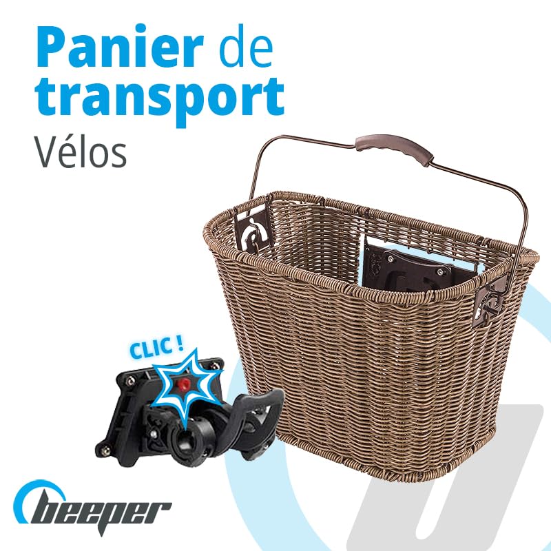 Panier pour vélos & trottinettes en métal Blanc, Noir, résine tressée, Tissu - Beeper