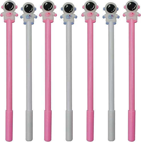 Maydahui 12 bolígrafos de gel Spaceman de dibujos animados de astronautas para parejas, colección espacial conmemorativa, tinta negra para hombres,