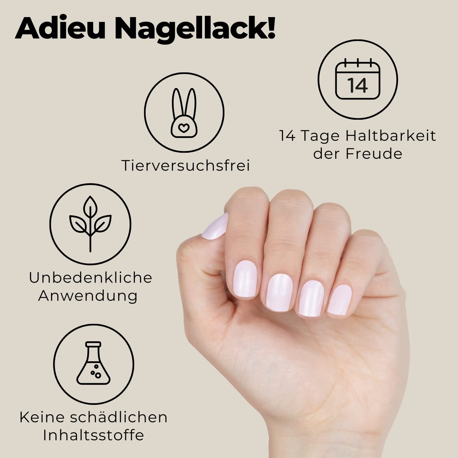 Miss Sophie Pellicola per unghie - "Cotton Candy", Tinta unita, Toni nudi, Nail Wraps -24 pellicole per unghie autoadesive ultrasottili a lunga durata