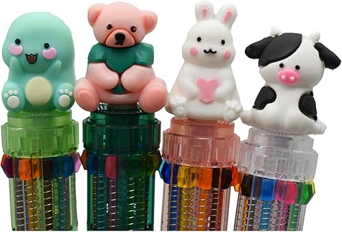 Miniatura 2 de 8 bolígrafos de dinosaurio multicolor 10 en 1 bolígrafos de colores conejo animal pluma retráctil pluma vaca para la escuela, oficina, fiesta de