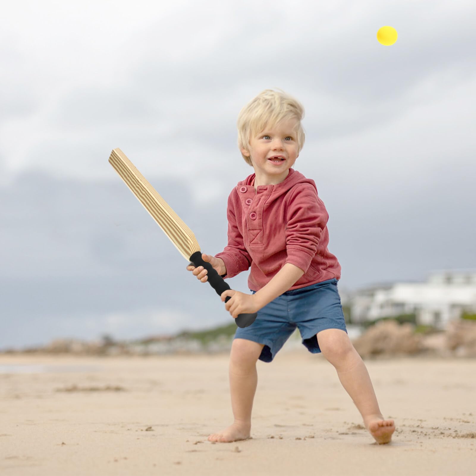 Mipcase Batte De Cricket : Jeu De Cricket Interactif Batte De Cricket Rembourrée en Mousse Balles D'intérieur Jouet pour La Maison La Plage Le Jardin (avec Ballon).