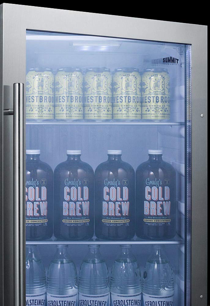 Summit 19” Beverage Center, 3.13 Cu.Ft. Capacity, Shallow Depth, Outdoor Refrigerator, Stainless Steel, Glass Door- Spr489oscss on Fridge.com - View 4