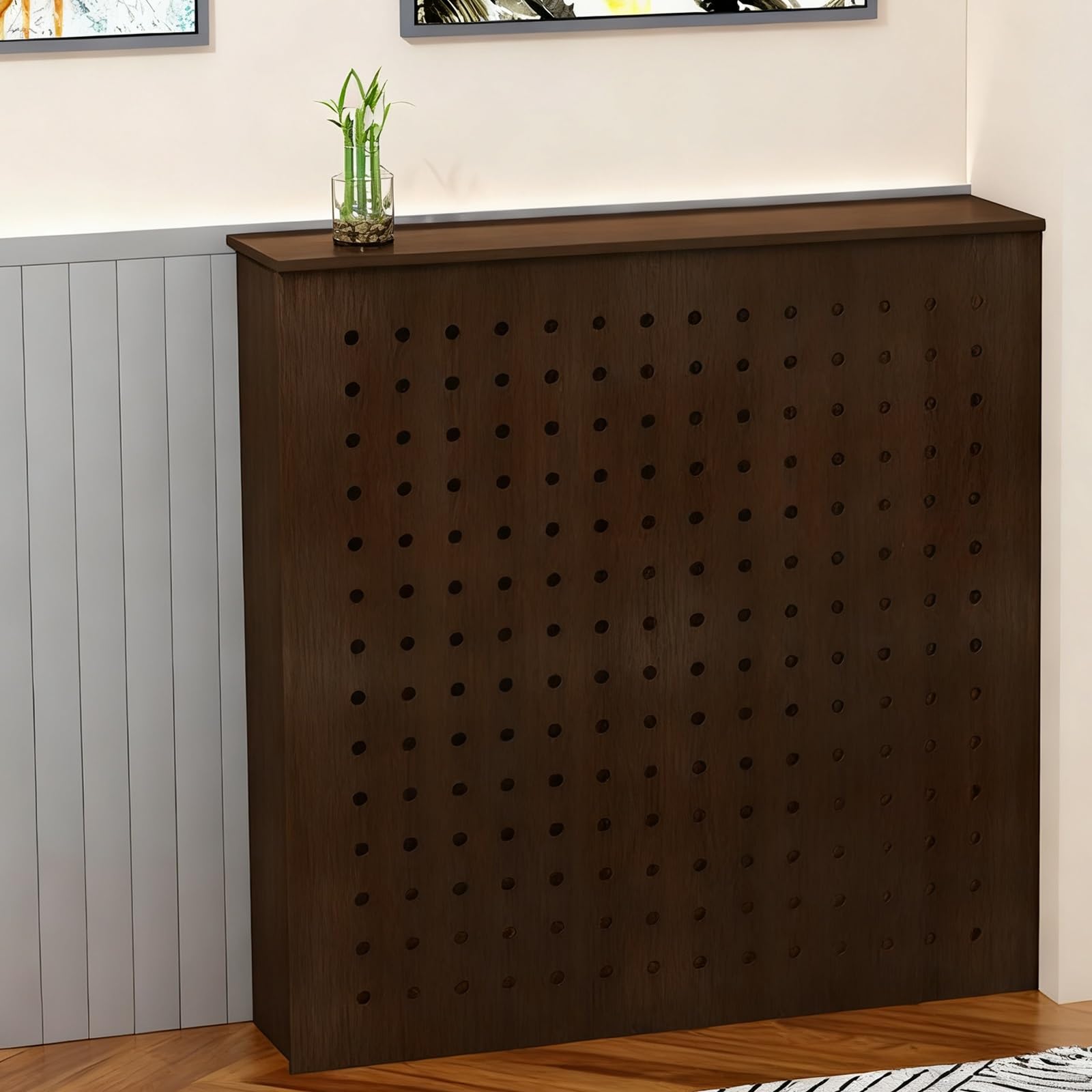 Trójstronne Osłony Grzejników z Górną Półką i Otworami Wentylacyjnymi, Przedpokoju, Dekoracyjne Szafki Domowe(80 * 70 * 15cm)