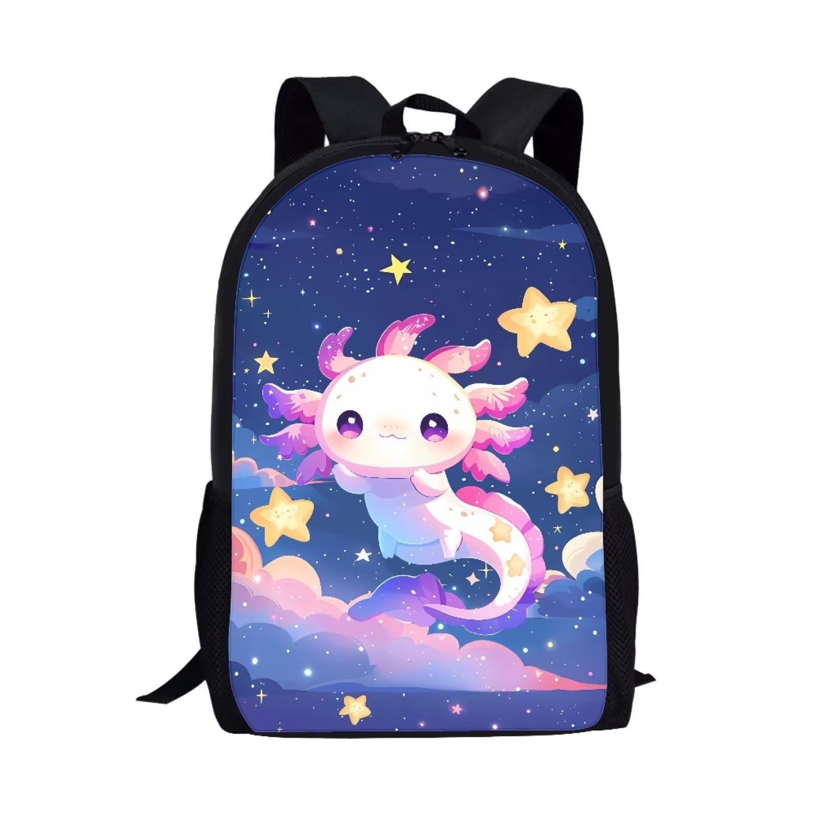 DISNIMO Axolotl Backpacks for School Girls 5th Grade Cute Stars Kids Backpack for Girls Elementary Kindergarten Preschool School Bag Small Backpack for Women College