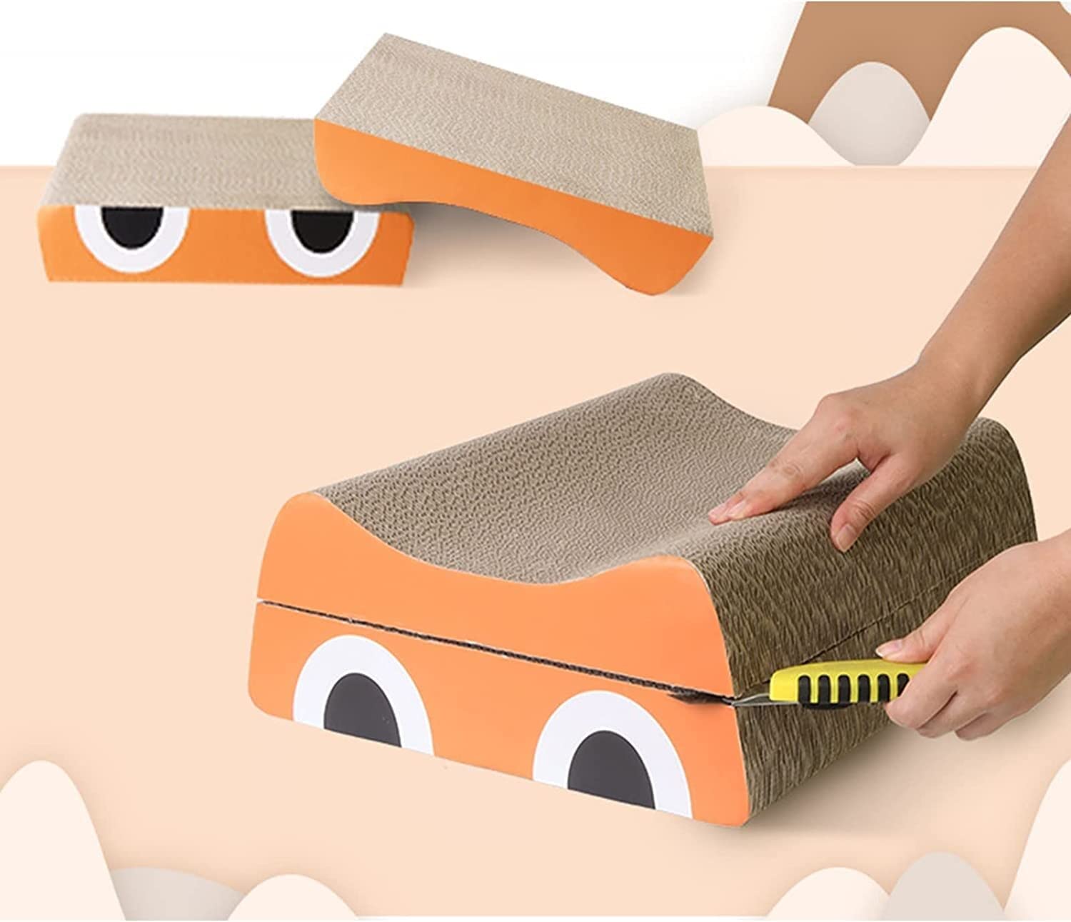Rascador De Cartón para Gatos Rascador De Gato Corrugado Reversible, Tablero Rascador Curvo Ondulado Reciclado, Reemplazo para Protector De Muebles Rascador para Gatos