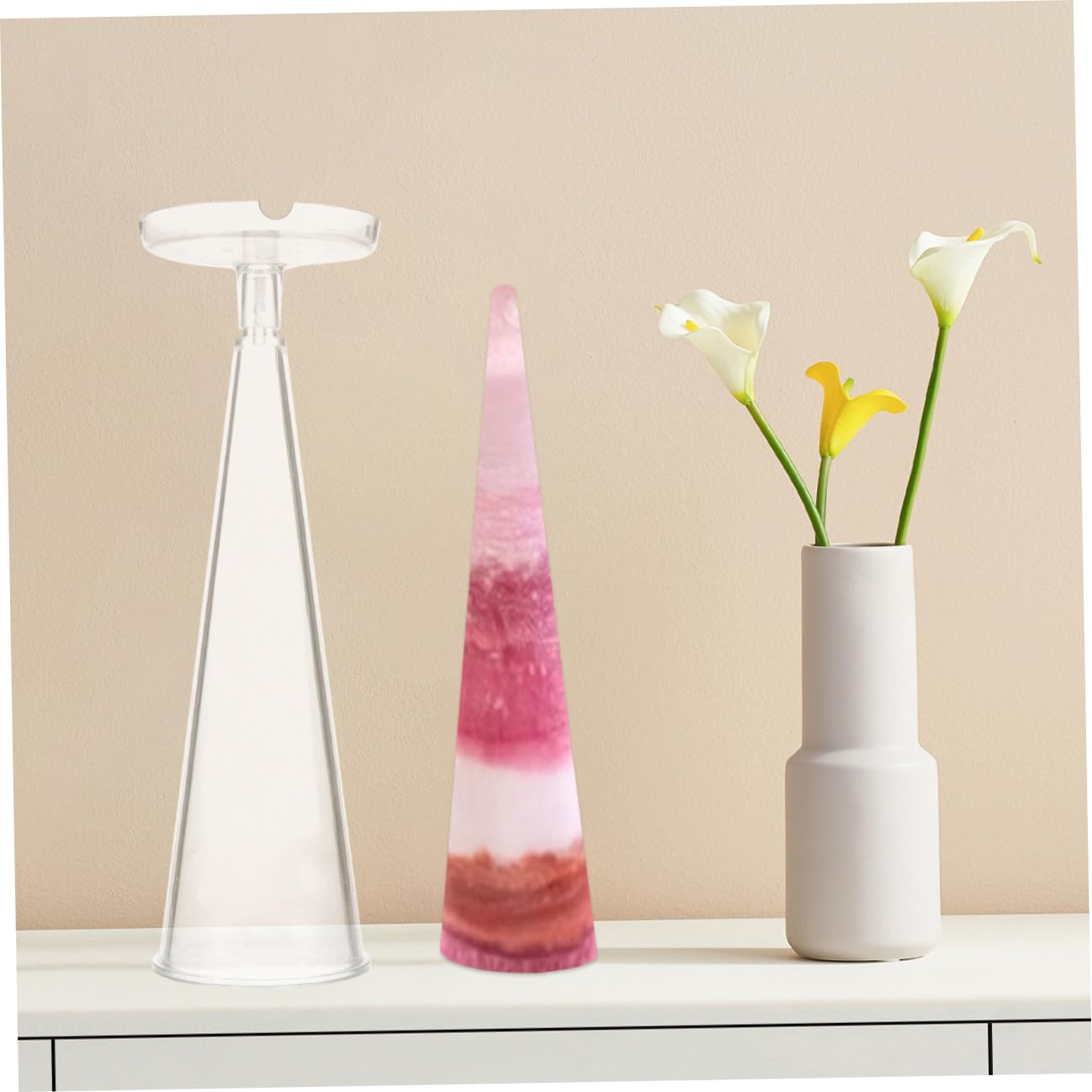 ULTECHNOVO Stampo per Candele Conico Medio in Plastica Flessibile, Resistente a Temperature Alte e Basse, Strumento la Fabbricazione Fai da Te di Candele Profumate, Saponi e Decorazioni