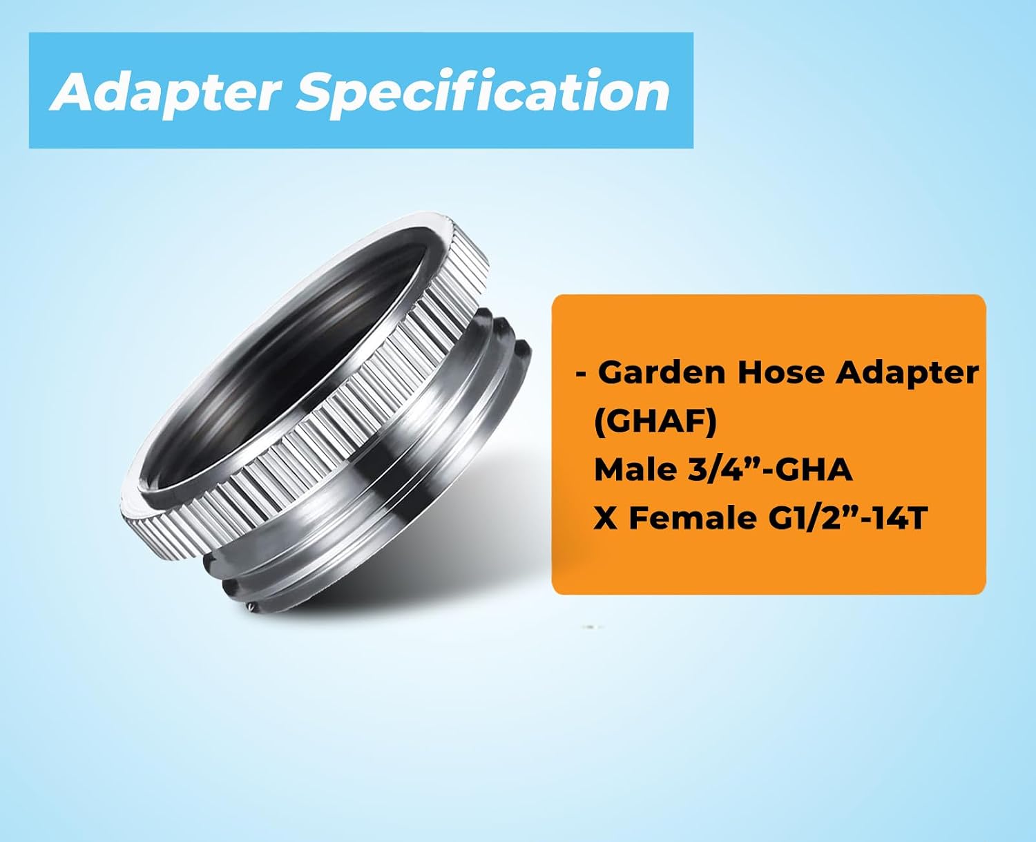 GHAF Male 3/4" GHT to Female G1/2"-14T - Garden Hose to Faucet Diverter - Chrome Plated Solid Brass, Female to Male Adapter Fitting for Sink Tub Faucet, Water Filter System