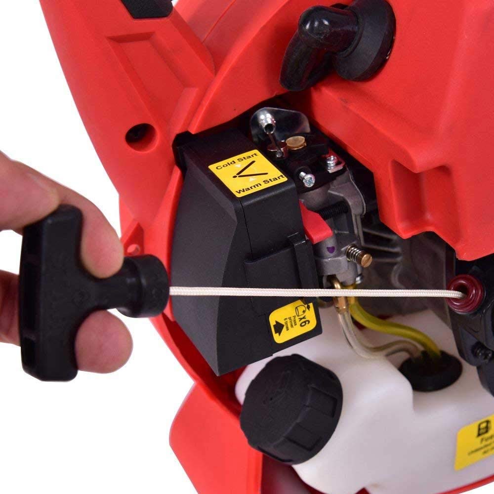 BAKAJI - Soplador de Gasolina para jardín, Motor de Gasolina de 2 Tiempos, 26 CC, 8500 RPM, 3 en 1, Aspirador triturador y soplador de Hojas con Bolsa de Recogida de 35 l, para Espacios Exteriores