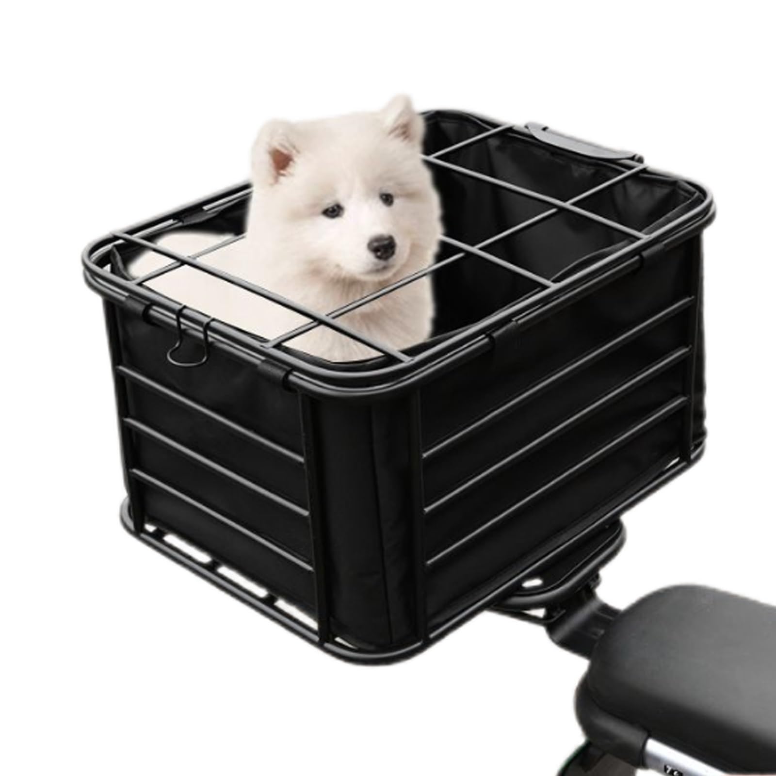 Hundekorb Fahrrad Hinten 10kg Robuste Stahlkonstruktion Topcase füR Roller Geräumiger Innenraum für Tägliche Fahrten Kurze Tiertransporte(30 * 23 * 21.5cm)