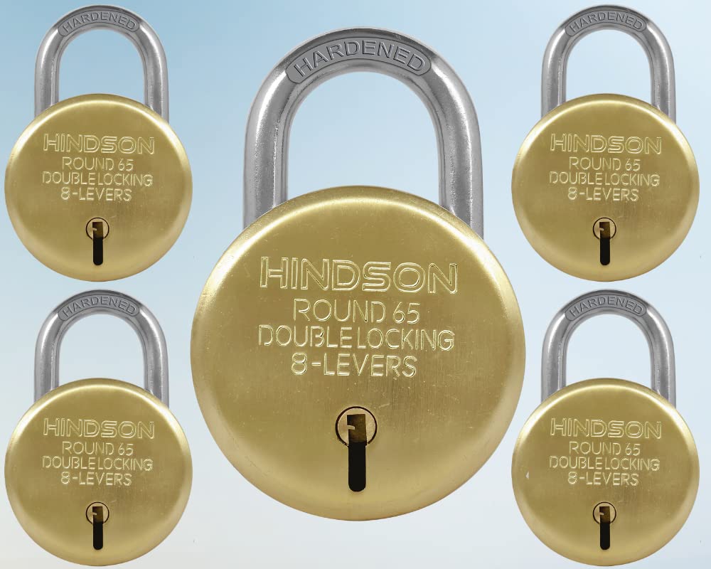 HINDSON Lock and Keys Door Lock for Home Round 65 Padlock with 3 Keys Double Locking 8 Lever gate, Shop Shutter Gold Finish (65mm, Steel, Pack of 2) — Amazon image 8