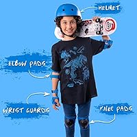 Vista 2 de Rude Boyz - Juego de almohadillas para casco de bicicleta, rodilleras, coderas, muñequeras para niños y niñas