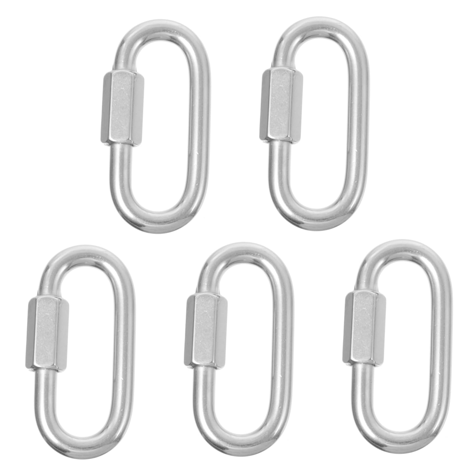 KICHOUSE 5 Pcs Quick Connect Ring Locking Chain Buckle Stainless Chain Oval Keychain Connector Repair Links Parts Heavy Duty Steel Clip SMA Connectors 304 Stainless Steel Silver